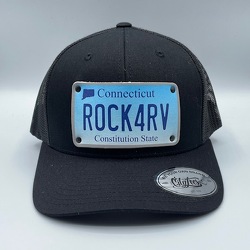 Black/Black Leather Patch LICENSE PLATE Trucker